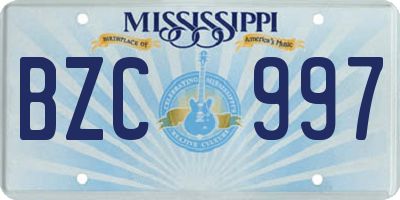 MS license plate BZC997