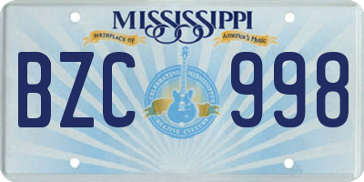 MS license plate BZC998