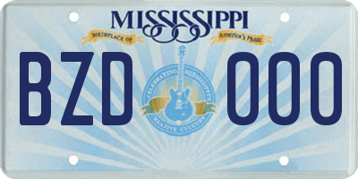 MS license plate BZD000
