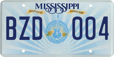 MS license plate BZD004
