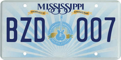 MS license plate BZD007