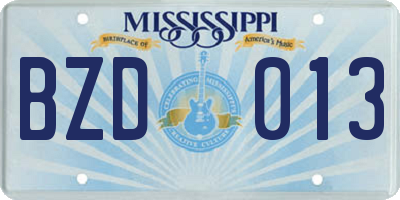 MS license plate BZD013