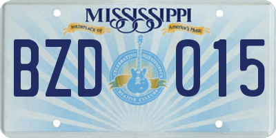 MS license plate BZD015