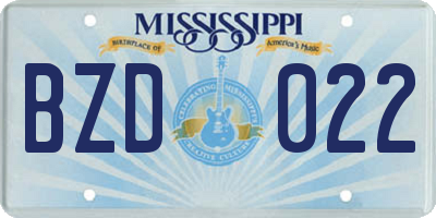 MS license plate BZD022