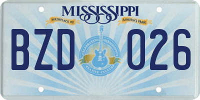 MS license plate BZD026