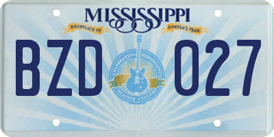 MS license plate BZD027