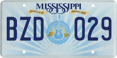 MS license plate BZD029