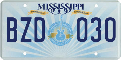 MS license plate BZD030