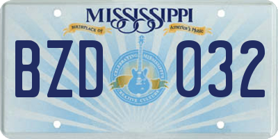 MS license plate BZD032