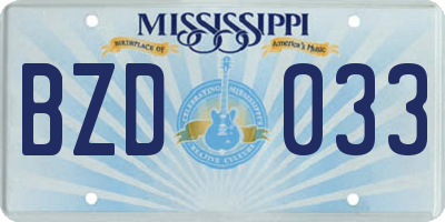 MS license plate BZD033