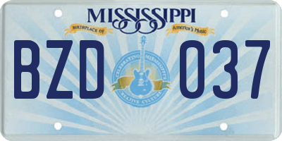 MS license plate BZD037