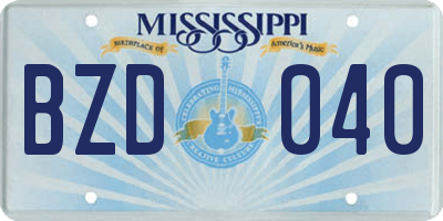 MS license plate BZD040