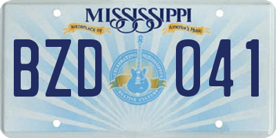 MS license plate BZD041