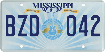 MS license plate BZD042
