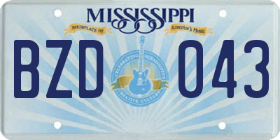 MS license plate BZD043