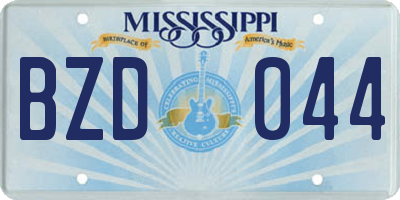 MS license plate BZD044