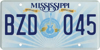 MS license plate BZD045
