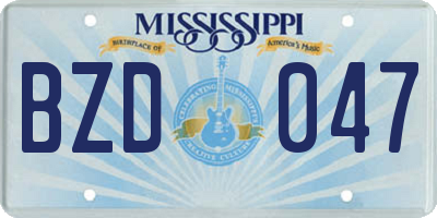 MS license plate BZD047