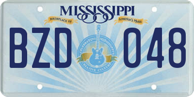 MS license plate BZD048