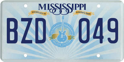 MS license plate BZD049
