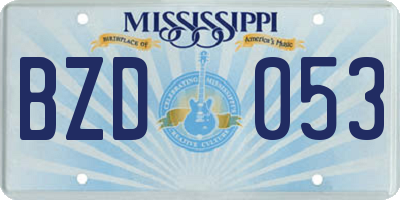 MS license plate BZD053