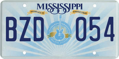 MS license plate BZD054