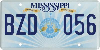 MS license plate BZD056