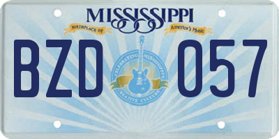 MS license plate BZD057
