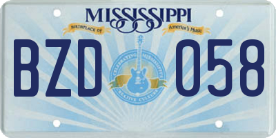 MS license plate BZD058
