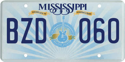 MS license plate BZD060