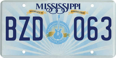 MS license plate BZD063
