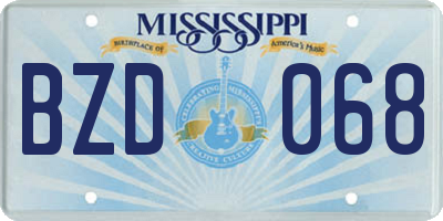 MS license plate BZD068