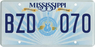MS license plate BZD070