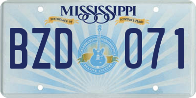 MS license plate BZD071
