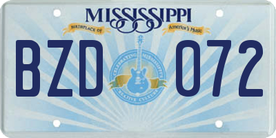 MS license plate BZD072