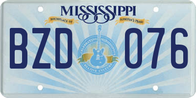 MS license plate BZD076