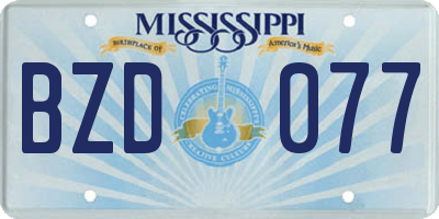 MS license plate BZD077