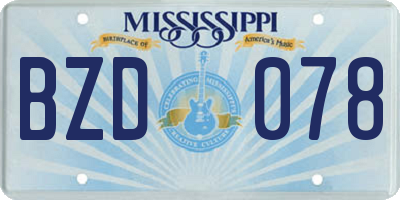 MS license plate BZD078