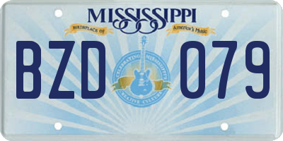 MS license plate BZD079