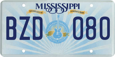 MS license plate BZD080