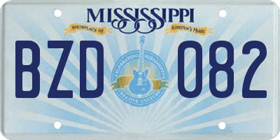 MS license plate BZD082