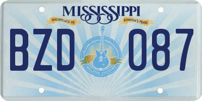 MS license plate BZD087