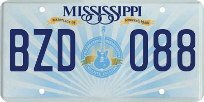 MS license plate BZD088