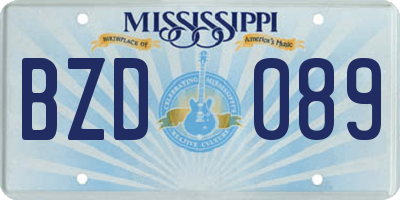 MS license plate BZD089