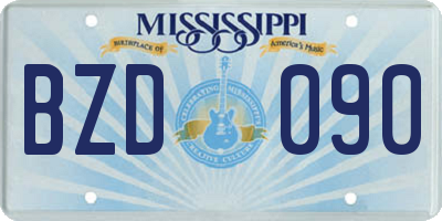 MS license plate BZD090