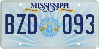 MS license plate BZD093