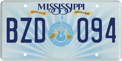 MS license plate BZD094