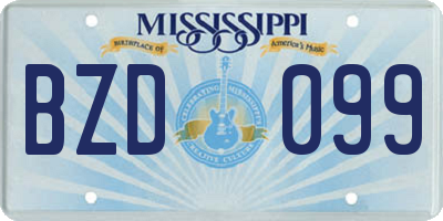 MS license plate BZD099