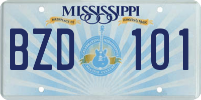 MS license plate BZD101
