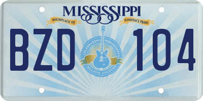 MS license plate BZD104